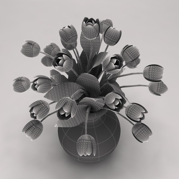 3d model tulips vase - Tulips In Vase by spymaster1083